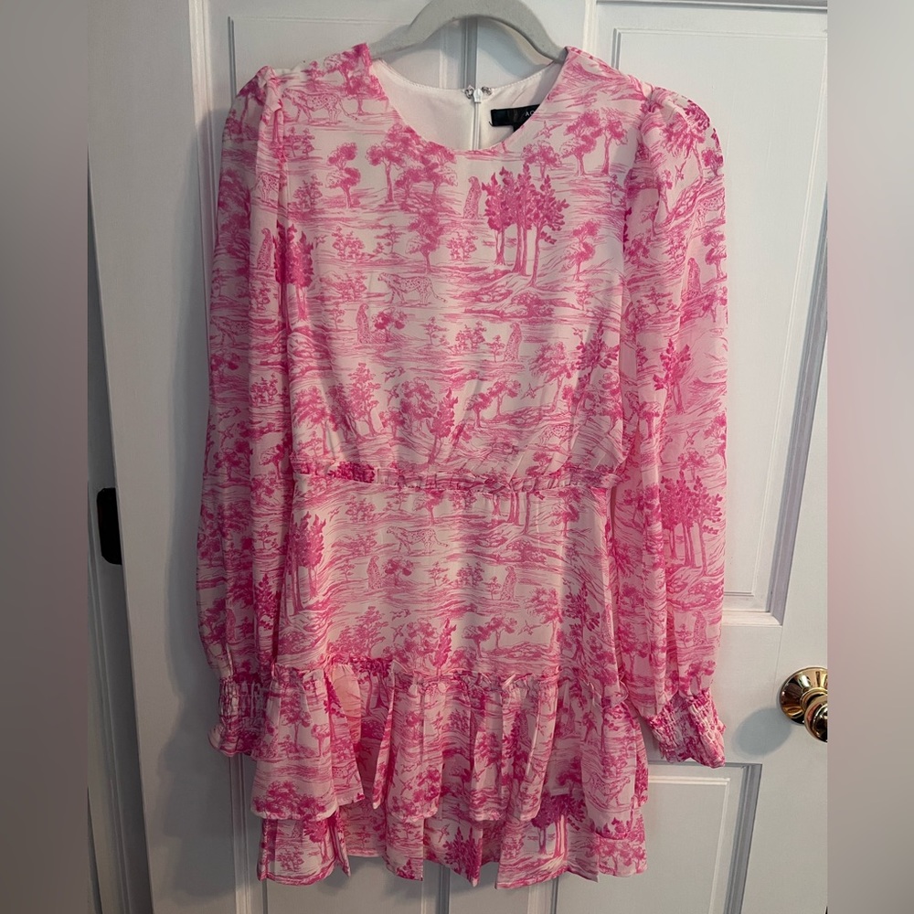 Long sleeve toile mini dress